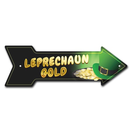 Signmission Leprechaun Gold Arrow Sign Funny Home Decor 18in Wide P-ARROW-999777